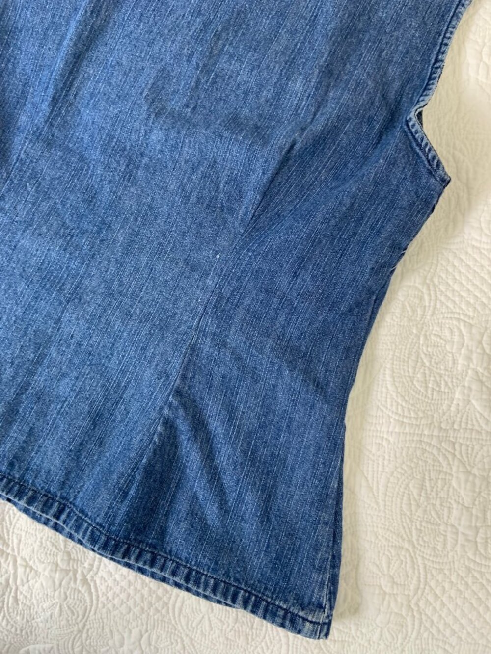 Vintage Sleeveless Denim Top with Side Seam Button Closure / size L-XL - Picture 11 of 11
